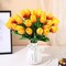 10Pcs Artificial Real Touch Tulips Faux Tulip Stems Wedding Bouquet (Orange)